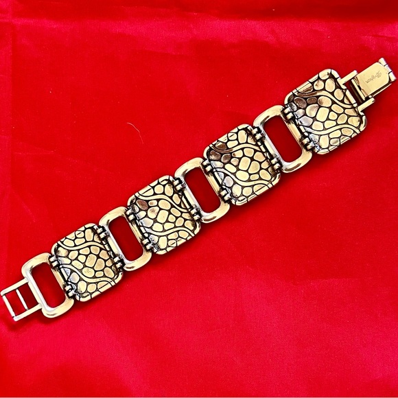 Brighton Pebble Design Wide Panel Link Bracelet Silver Plated Adjustable - Picture 9 of 10